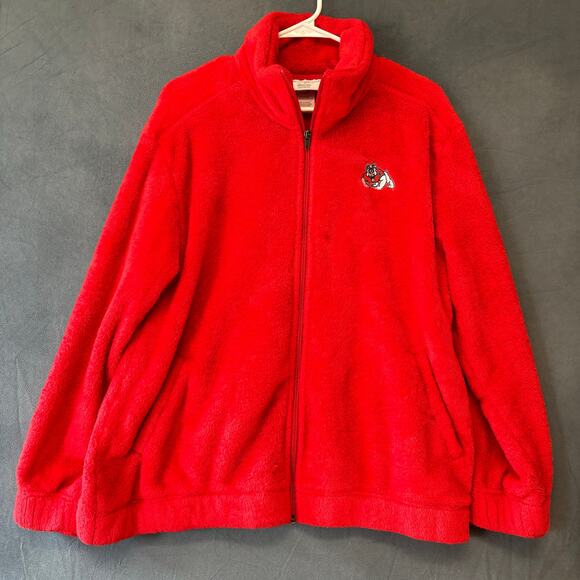 Champion Fresno State Bulldogs Jacket Fuzzy Cozy Mens Medium Embroidered Logo - Picture 1 of 15